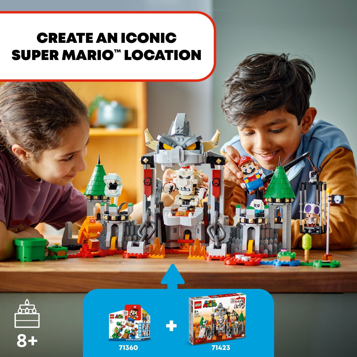LEGO Super Mario Dry Bowser Castle Battle Expansion Set, Buildable Game with 5 Toy Figures Included, Super Mario Gift for Kids Ages 8+, 71423