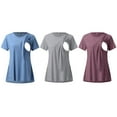 thumbnail image 3 of Youmylove Women Maternity T-Shirt Short Sleeve Side Button O-Neck Solid Color Nursing Tops For Breastfeeding 3-Pack Female Stylish Pregnant Clothes, 3 of 8