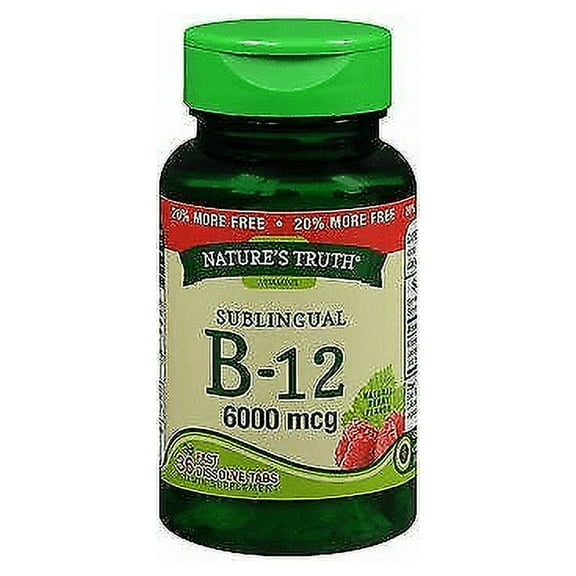 Nature's Truth Sublingual B-12 6000mcg Fast Dissolve Berry, 36 ct, 6 Pack