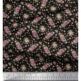 thumbnail image 2 of Soimoi Black Cotton Duck Fabric Rose & Floral Decor Fabric Printed 1 Yard 44 Inch Wide, 2 of 3
