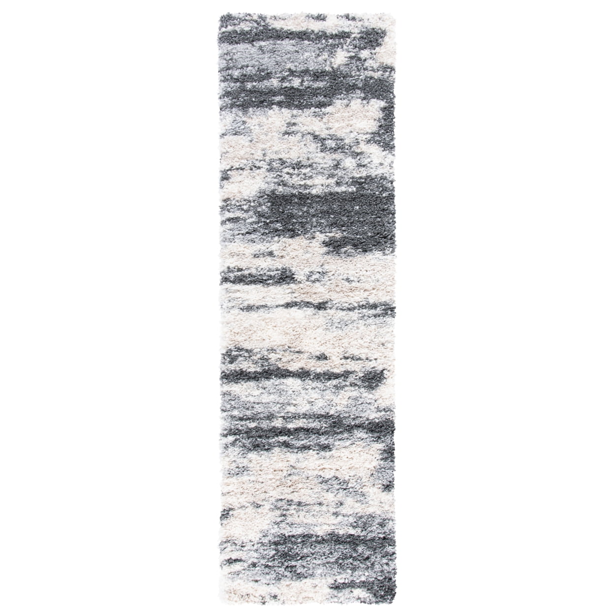SAFAVIEH Fontana Shag Dara Abstract Plush Area Rug, Grey/Ivory, 11' x 15'