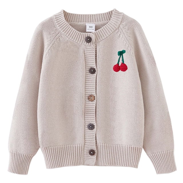Cameland Industrie Lourde Cardigan Tricoté au Crochet à la Main pour Filles en Coton à Col Rond Chandail Veste pour Enfants