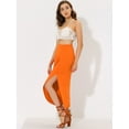 thumbnail image 3 of Unique Bargains Jupe Longue Fendue pour Femmes, Orange, m, 3 of 5