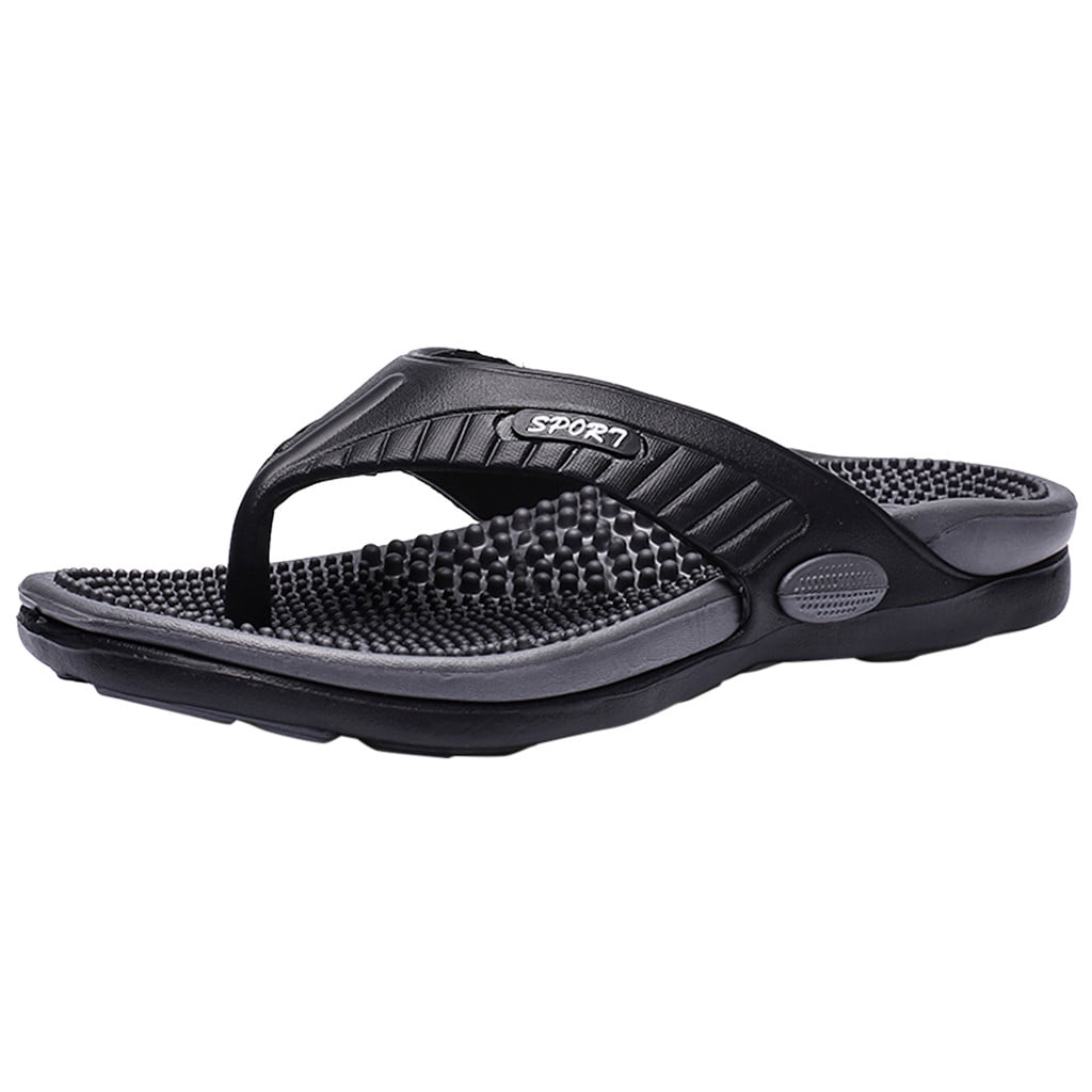 iOPQO Men s slipper Men Summer Beach Flip Flops Shoes Sandals Male Slipper Casual Flat Shoes Men s Summer Massage Flip-Flops Black 40