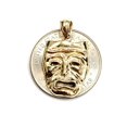 thumbnail image 4 of 14k yellow gold cry later sad face mask drama theater act pendant jewelry 2.5g, 4 of 12