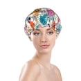 thumbnail image 3 of Kdxio Skulls and Roses Print Shower Cap for Women,Elastic and Reusable,Double Waterproof Layers Bathing Hat, 3 of 9