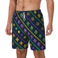 thumbnail image 2 of Balery Mardi Gras Strings of Beads Mens Swim Trunks Swim Shorts for Men Quick Dry Inseam Beach Shorts with Compression Liner Pocket-Medium, 2 of 9