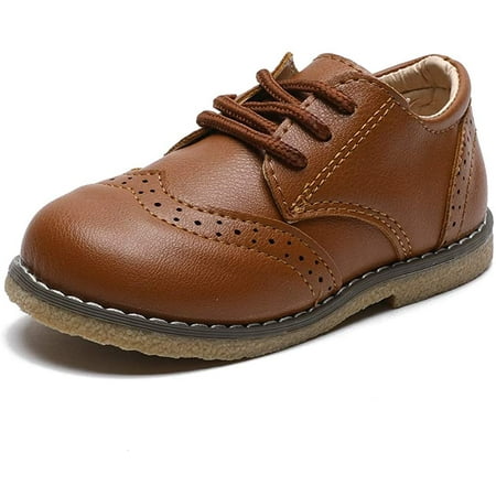 

Toddler Boys Girls Dress Shoes PU Leather Lace Up Wedding School Uniform Loafer Flats Boys Dress Shoes