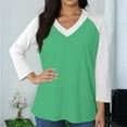 thumbnail image 7 of Hearthz Women's Raglan Tshirts 3/4 Length Sleeve V Neck Baseball Jersey Colorblock Tops for Women Trendy Summer Fall Womens Summer Blouse, 7 of 7