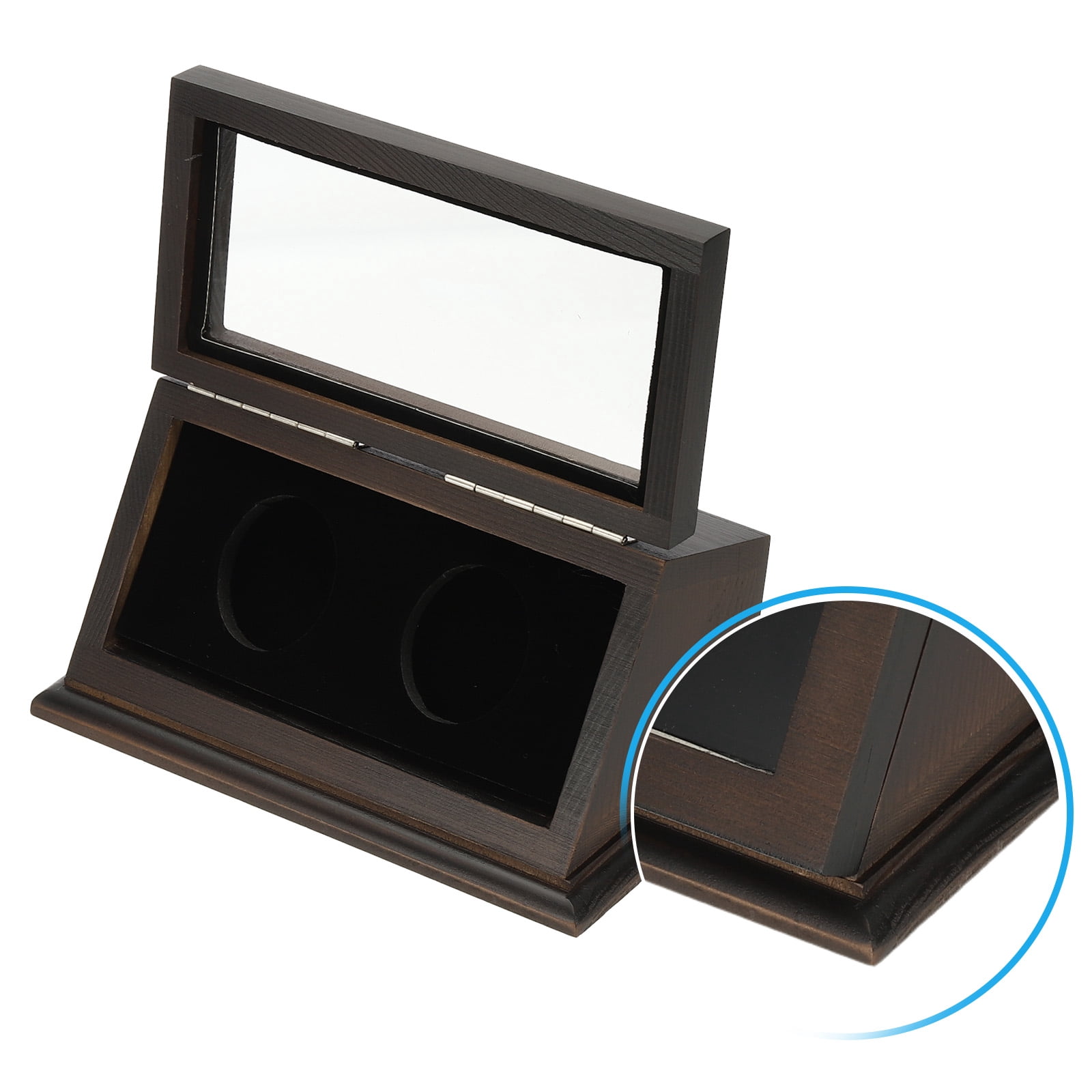 Uxcell Coin Display Case, 2 Slots Coin Presentation Display Box Coin Case with Coin Holder Fit 38-44.5mm Coin, Brown