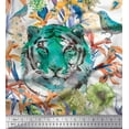 thumbnail image 1 of Soimoi Japan Crepe Satin Fabric floral,bird & tiger face Animal Printed Craft Fabric by the Yard 42 Inch Wide, 1 of 1