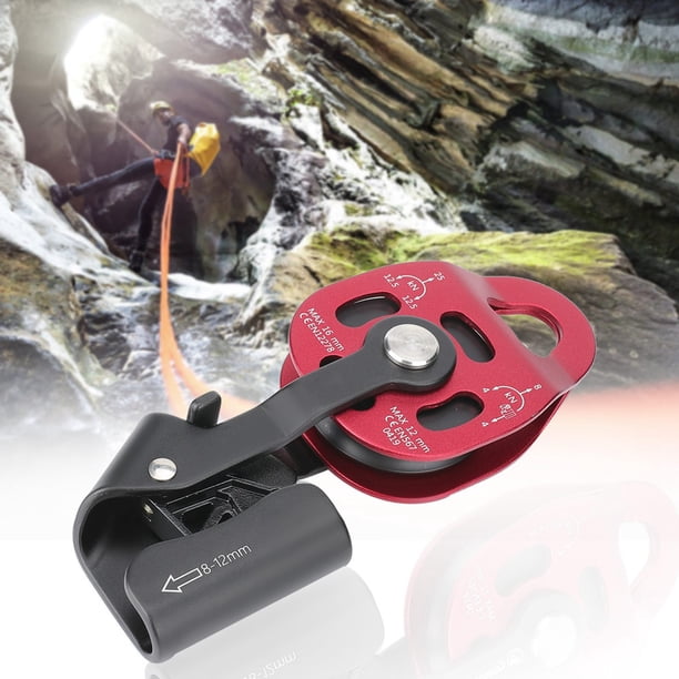 Bloque de polea de cuerda giratoria simple de aluminio de 4KN para trabajo pesado para polea de escalada con cuerda de 8-12 mm