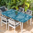 thumbnail image 2 of Blue Coastal Table Cloths for 4 Foot Rectangle Tables, Starfish Coral Summer Beach Ocean Patio Waterproof Elastic Fitted Tablecloths, Washable Rectangular Table Cover for Camping, 2 of 8