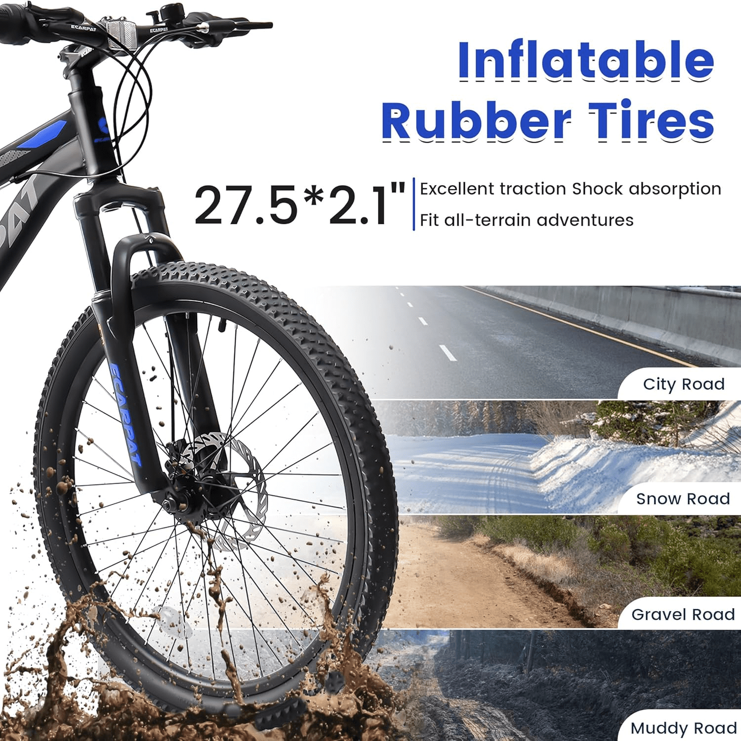 ESRIDOM 27.5" Mountain Bike for Adults, 21 Speed Full Suspension MTB, Dual Disc Brakes, High Carbon Steel Frame, 85% Pre-Assembled, for Men & Women