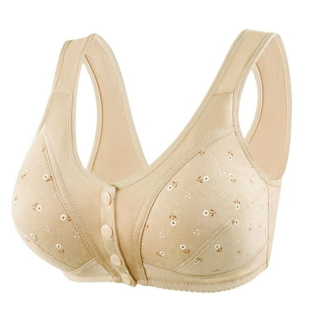 

Stamzod 2022 New Confortable Bra Cotton Women Wire Free Bras Push Up Front Closure Underwear Female Everyday Lingerie Large Bust