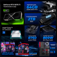 thumbnail image 3 of PC Gamer Xtreme PC Gaming NVIDIA GeForce RTX 5070 Ti Intel Core i9 14900KF 64GB DDR5 SSD 2TB Sistema Liquido WIFI Loong:Nia Edition gaming competitivo y streaming, 3 of 6