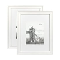 FungYuan 2PACK 11x14 Wood Picture Frame , Display Photo 11x14 Matted to 8x10 Wall Frame, White