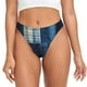 thumbnail image 1 of Fotbe Indigo Patchwork Quilt Tanga Sin Costuras para Mujer con Estampado – Panties Invisibles, Transpirables y Cómodos para Uso Diario-Small, 1 of 6