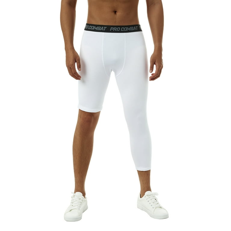 patrocinado raíz Caso Wardian CenturyX Men One Leg Compression Pants 3/4 Capri Tights Athletic Basketball  Leggings Workout Base Layer Underwear White 1 XXL - Walmart.com