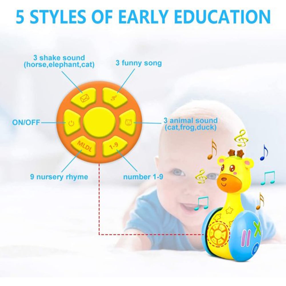 Infant Baby Cartoon Giraffe Rattles Tumbler Doll Music Educational Toys MM 