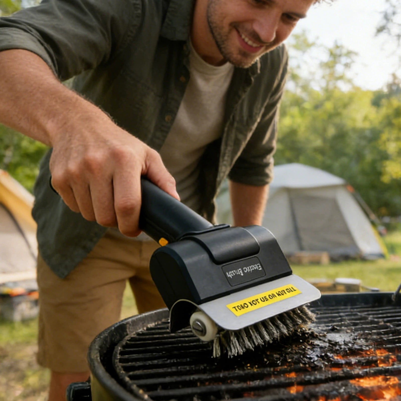Hearthoom Stainless Steel Wireless Grill Brush, Power Control for Outdoor Grill, Rechargeable Bbq , Usb Powered for Grills & Frying Pans,Black