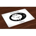 thumbnail image 1 of Ambesonne Zodiac Aries Place Mats Set of 4, Funny Ram in a Dot, Standard Size, Black and White, 1 of 4