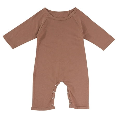 

TAIAOJING Baby Romper Girls Boys Autumn Solid Cotton Long Sleeve Jumpsuit Clothes One Piece Outfits 0-6 Months