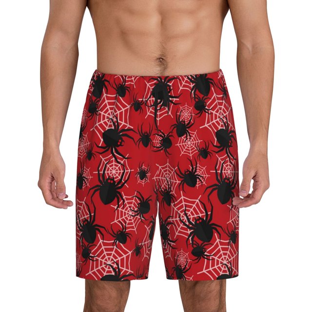 Fotbe A Web With A Spider 1 Pantalones Cortos de Pijama para Hombre, Ropa de Dormir, Pantalones de Pijama Cortos para Hombre-4X-Large