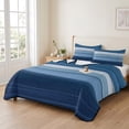 thumbnail image 2 of Full Quilt Set 78''x90'', Blue Ombre Stripe Lightweight Bedspread Coverlet Set with 2 Pillow Shams, Farmhouse Striped Modern Abstract Art Breathable All Season Quilt Bedding for Bedroom/Guest Room, 2 of 9