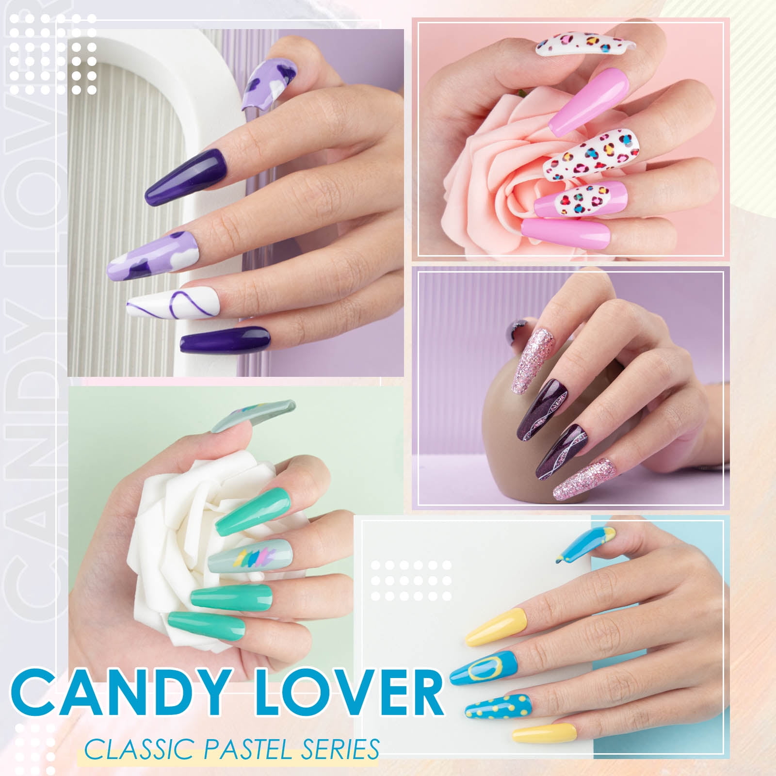 Candy Lover Gel Nail Polish Kit, 22 Colors Vitality Bright UV Gel Polish with Top Coat Base Coat Matte Coat, Gel Nail Polish Set Gift for Girls Women DIY Manicure