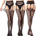 thumbnail image 2 of Intimates Women's Long Tube Suspender Socks Open File Temptation Panties Silk Stockings, 2 of 8