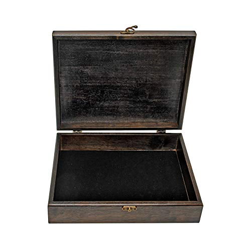 WE Games Custom Engraved Treasure Box with Lid & Brass Latch - Black Stained