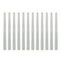 Mega Candles 12 pcs Unscented Silver Taper Candle, Hand Poured Wax Candles 12 Inch x 7/8 Inch, Home Décor, Wedding Receptions, Baby Showers, Birthdays, Celebrations, Party Favors & More