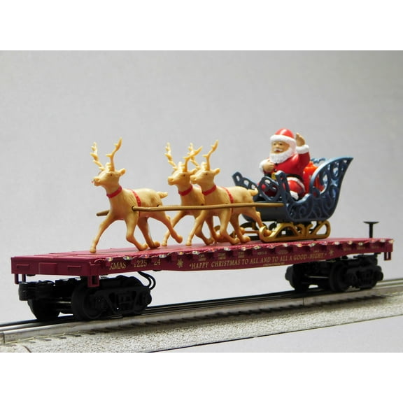 MTH RAILKING NORTH POLE SANTA SLEIGH & REINDEER (MAROON) O GAUGE 30-76921