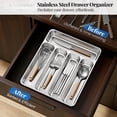 thumbnail image 3 of Silverware Organizer Stainless Steel Utensil Drawer With 5 Compartments For Kitchen  Dishwasher Safe Holds Spoons Forks (13.8" X 11.4" 1.6" Silver), 3 of 8