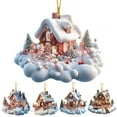thumbnail image 5 of Dserhfy Snow Village House Ornament Rustic Log Cabin Hanging Ornament 2D Acrylic Cottage with Snow Scene for Winter Wonderland Xmas Tree Decor, 5 of 8