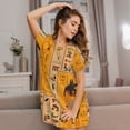 thumbnail image 6 of Women's Nightgown Short Sleeve Sleepwear Crew Neck Casual Sleepshirt, Egyptian Ancient Hieroglyphs, 6 of 7