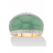 PalmBeach Jewelry Genuine Green Jade and White Topaz Dome Ring .56 TCW in 14k Gold-plated Sterling Silver