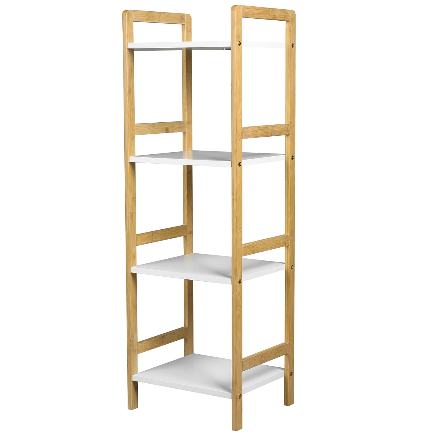 Kadyn 4-tier Wood Free Standing Bathroom Floor Shelf, Freestanding Tower Shelf for Living Room, Organizer Stand Storage Shelves Rack Unit with Open Shelving Unit, Gold Kadyn 4-tier Wood Free Standing Bathroom Floor Shelf, Freestanding Tower Shelf for Living Room, Organizer Stand Storage Shelves Rack Unit with Open Shelving Unit, Gold