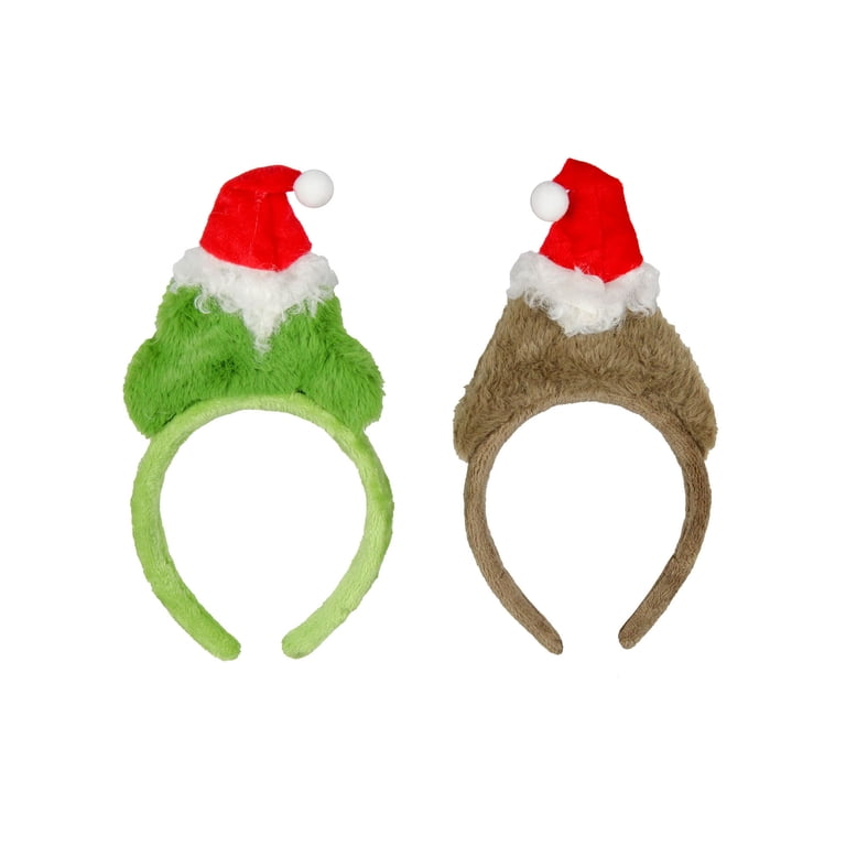 Bioworld Dr. Seuss Grinch and Max Santa Hat Headbands 2-Pack  display picture 2