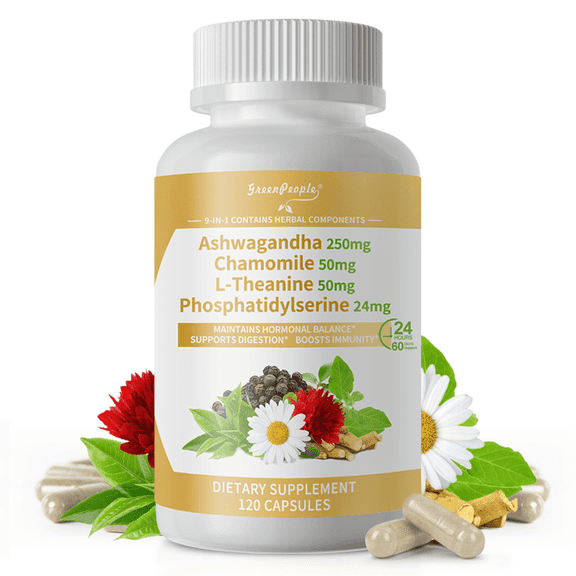 Cortisol Capsules | 5000mg Ashwagandha 600mg Magnesium Glycinate | 120 Vegan Capsules