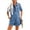 Denim Blue, variant on Chouyatou Women's Vintage Distressed Short Sleeve Zip up Denim Jean Utility Jumpsuit Romper Shorts(Green,S)