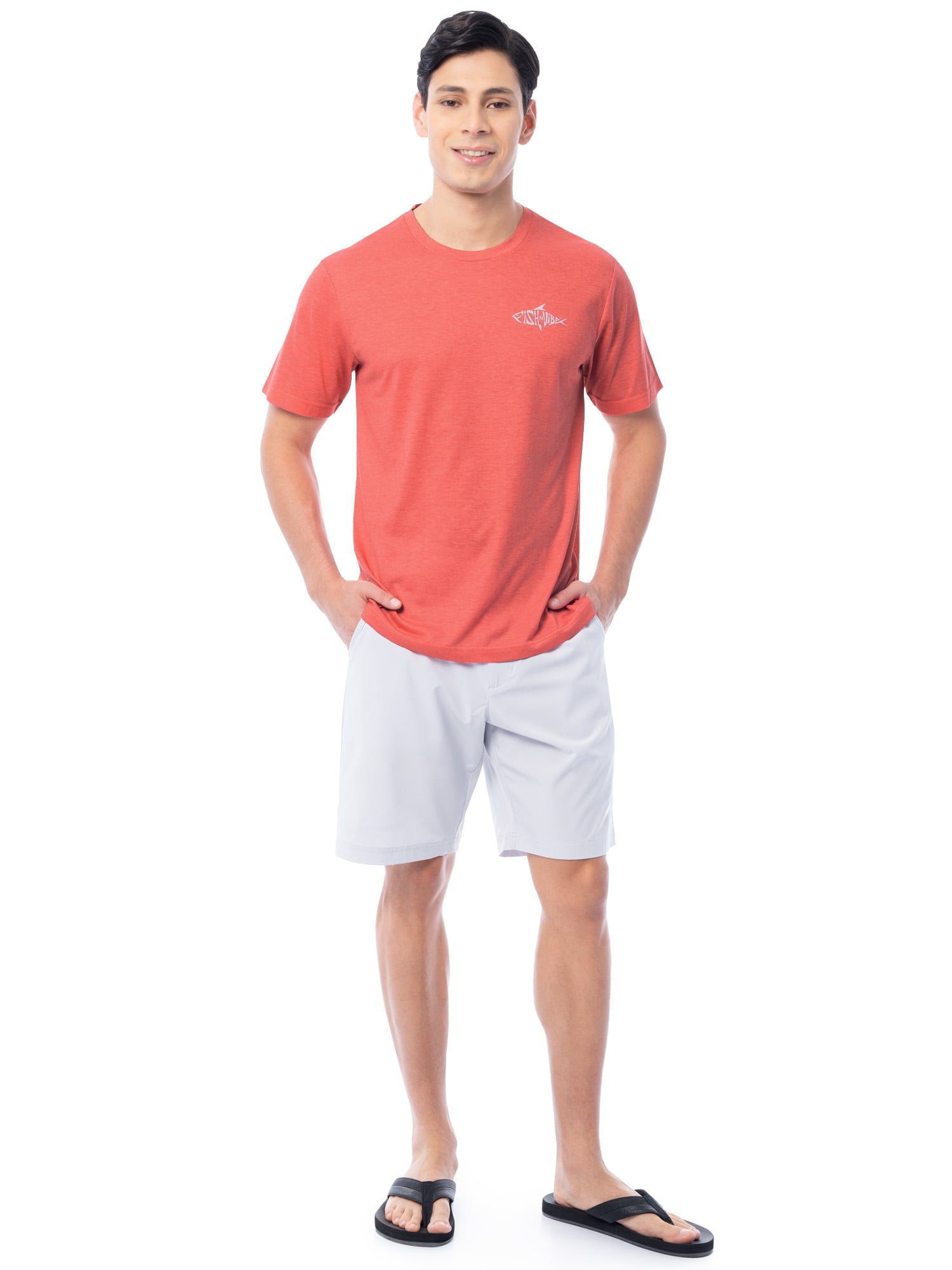 Fish N Vibe Men's Short Sleeve Fishing Performance Outdoor Graphic T-Shirt, Spiced Coral, 2XL