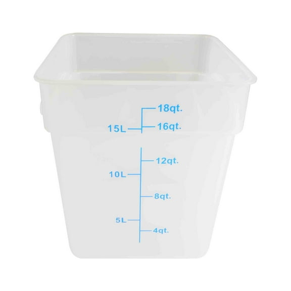 Excellante 18 quart plastic square food storage containers, translucent, NSF certified, comes in each