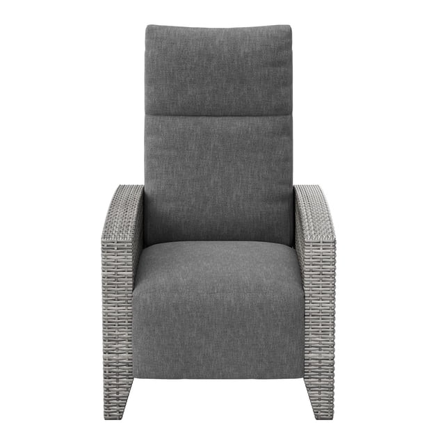 150° Lay Flat Reclining Patio Chair, All Weather Wicker Outdoor Lounge with Adjustable Backrest and Footrest, Removable Cushion, Flip Up Side Table, Powder Coated Steel Frame, Garden and Patio