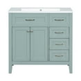 thumbnail image 4 of 36'' Bathroom Vanity Cabinet with Ceramic Sink, Overflow, 3 Drawers and Door, Solid Wood Frame Modern Storage Cabinet, 4 of 8