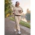 thumbnail image 5 of SHEWIN Womens Sweatsuits 2 Piece Set Fleece Lined Outfits Crew Neck Colorblock Long Sleeve Sweatshirt Jogger Pants Tracksuit Set with Pockets, 5 of 8