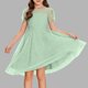 thumbnail image 5 of Vestido Largo Casual Vestido Casual de Polka de Moda para Niños con Falda de la Princesa de Manga Corta de Malla Y Falda de Gasa de Malla Vestido de la Princesa Del Bebé, 5 of 6