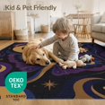 thumbnail image 4 of ODIKA 4'x6' Washable Area Rug Stain Resistant, Low Pile, Easy Care Purple Gold Celestial Butterfly Foliage Design Elegant Night Sky Motif with Golden for Dorm Room, Small Living, 4 of 7