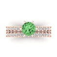 thumbnail image 2 of Clara Pucci 18K Rose Gold Round Cut 1Ct Simulated Green Diamond Engagement Ring + Matching Band - Luxury Box Included, 2 of 7